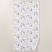 Rosa mädchenhafte Wildblume mit Cocktail Strandtuch (Vorderseite)