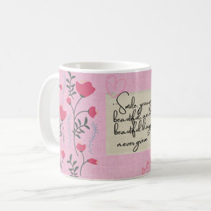 Rosa Mädchenhaftes Blumengeschenk "Lächle, du bi Kaffeetasse