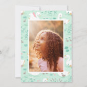 Rosa, mädchenhaftes Foto, schöne Schwanenkinder Einladung (Rückseite)