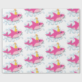 Rosa Mädchenhaifisch-Baby-Packpapier Geschenkpapier (Flach)