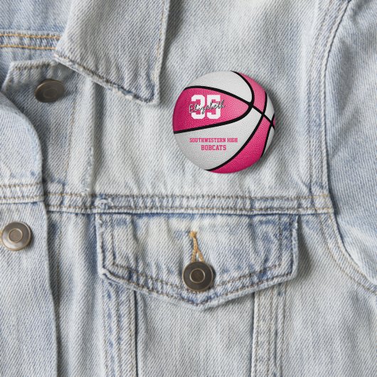 Rosa Mädchensportbasketballmannschaft Button (Beispiel)