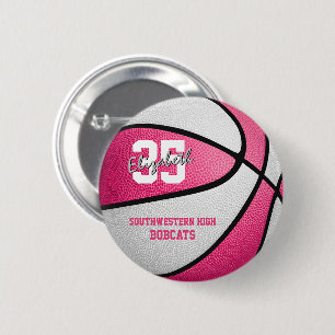 Rosa Mädchensportbasketballmannschaft Button