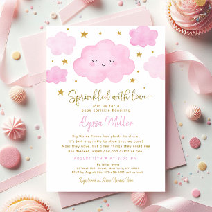 Rosa Mädchenwolke mit Liebe bestäubt Baby Sprinkle Einladung