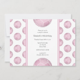 rosa Mädels Fußball-Geburtstag oder Party Einladung