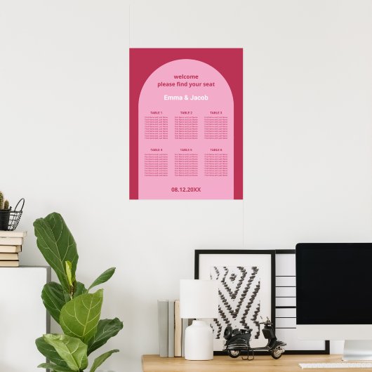 Rosa Magenta Arch 6 Tischplattentabelle Poster (Heimbüro)