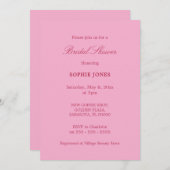 Rosa Magenta Bridal Dusche Einladung (Vorne/Hinten)