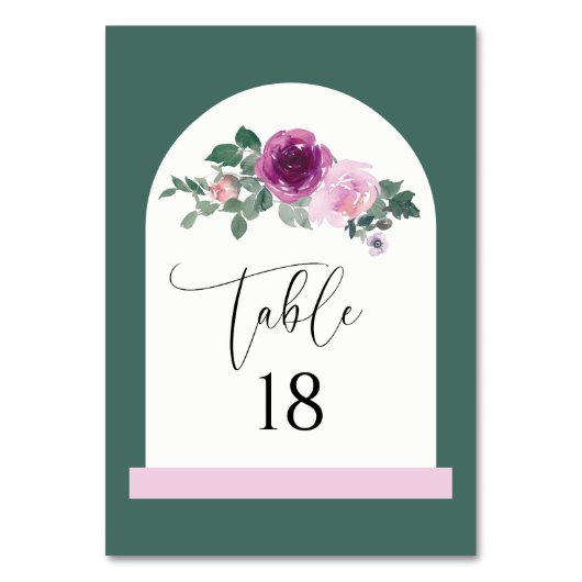 Rosa Magenta Floral Ivory Bogen  Tischnummer (Vorderseite)
