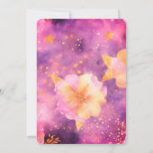 Rosa Magenta Goldene romantische Blumenhochzeit Einladung (Rückseite)