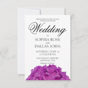 Rosa Magenta-Hydrangeas Hochzeit Einladung