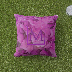 Rosa Magenta-Hydrangeas-Monogramm Kissen
