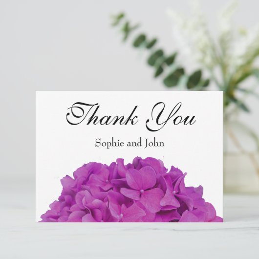 Rosa Magenta-Hydrangeas-Rose Dankeskarte (Stehend Vorderseite)