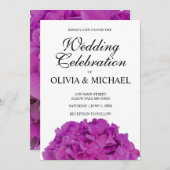 Rosa Magenta-Hydrangeas-Rose Einladung (Vorne/Hinten)