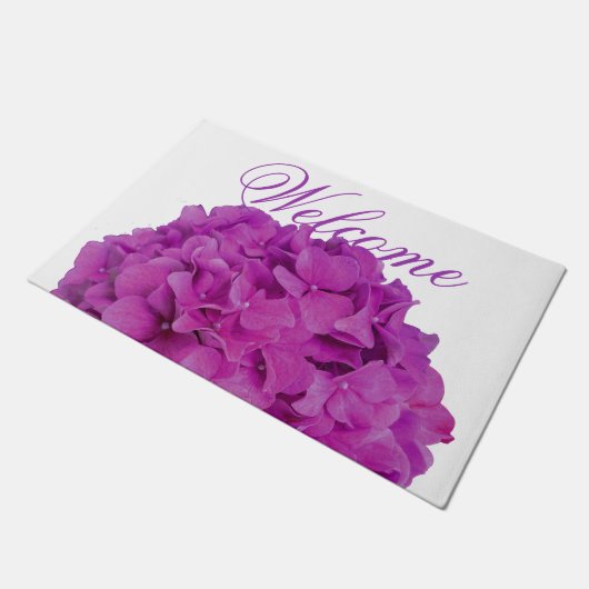 Rosa Magenta-Hydrangeas-Rose Fußmatte (Schrägansicht)
