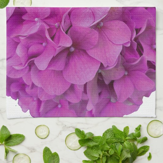 Rosa Magenta-Hydrangeas-Rose Geschirrtuch (Gefaltet)