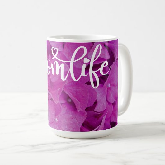 Rosa Magenta-Hydrangeas-Rose Kaffeetasse (VorderseiteRechts)