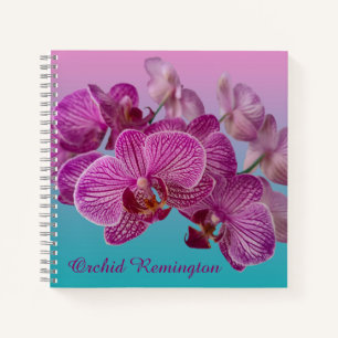 Rosa Magenta Orchid-Blume Monogramm Notizblock