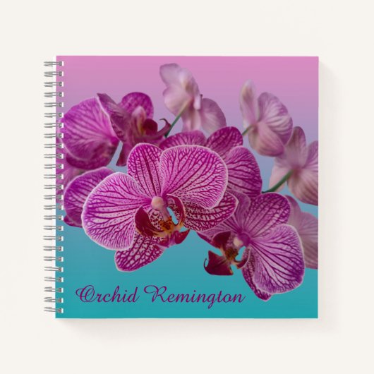 Rosa Magenta Orchid-Blume Monogramm Notizblock (Vorderseite)