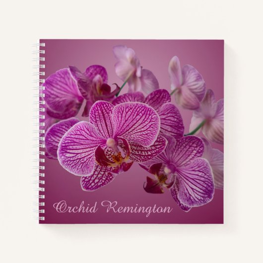 Rosa Magenta Orchid-Blume Monogramm Notizblock (Vorderseite)