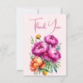 Rosa Magenta Pfirsichbäume elegantes Brautparty Dankeskarte (Vorderseite)