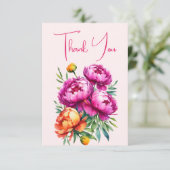 Rosa Magenta Pfirsichbäume elegantes Brautparty Dankeskarte (Stehend Vorderseite)