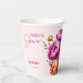 Rosa Magenta Pfirsichbäume elegantes Brautparty Pappbecher (Vorderseite)