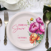 Rosa Magenta Pfirsichbäume elegantes Brautparty Pappteller