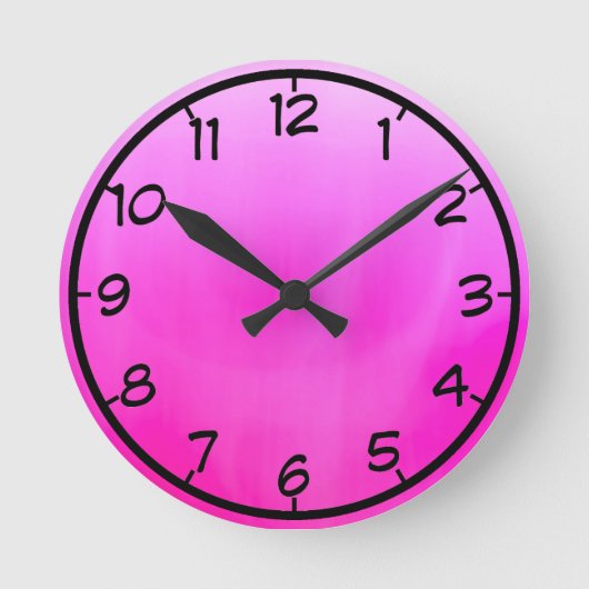 Rosa Magenta Runde Wanduhr (Vorderseite)
