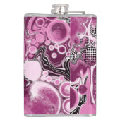 Rosa, Magenta und Schwarze Fluid Art Malerei Flachmann (Rückseite)