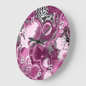 Rosa, Magenta und Schwarze Fluid Art Malerei Große Wanduhr (Winkel)