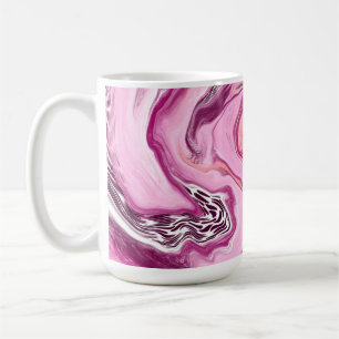 Rosa, Magenta und Schwarze Fluid Art Malerei Kaffeetasse