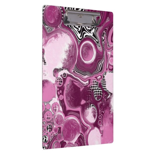 Rosa, Magenta und Schwarze Fluid Art Malerei Klemmbrett (Rechts)