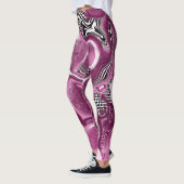 Rosa, Magenta und Schwarze Fluid Art Malerei Leggings (Links)