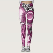 Rosa, Magenta und Schwarze Fluid Art Malerei Leggings (Vorderseite)