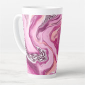 Rosa, Magenta und Schwarze Fluid Art Malerei Milchtasse (Linke Ecke)