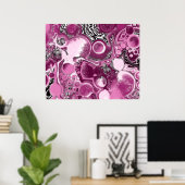 Rosa, Magenta und Schwarze Fluid Art Malerei Poster (Heimbüro)