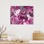 Rosa, Magenta und Schwarze Fluid Art Malerei Poster (Küche)