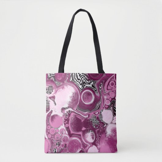 Rosa, Magenta und Schwarze Fluid Art Malerei Tasche (Vorderseite)