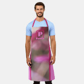 Rosa Magenta und Taupe Abstrakt Chic Mit Monogramm Schürze (Getragen)