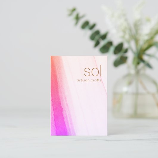 Rosa Magenta Wasserfarbe Visitenkarte (Stehend Vorderseite)