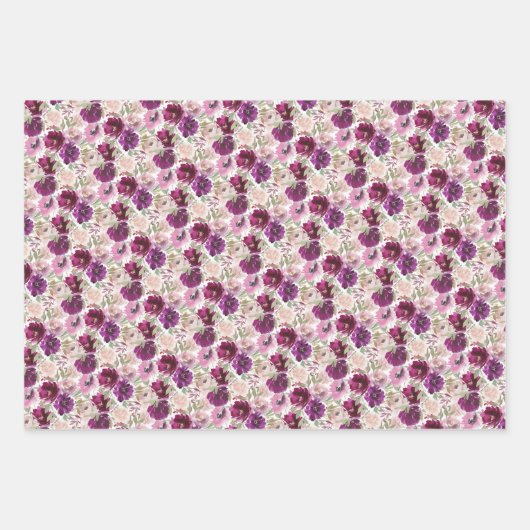 Rosa Magenta Wasserfarben Geschenkpapier Set (Vorderseite 3)