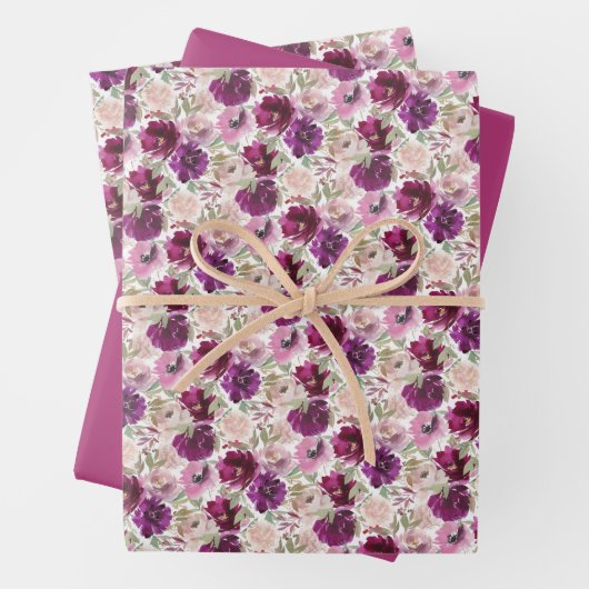 Rosa Magenta Wasserfarben Geschenkpapier Set (Beispiel)