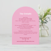 Rosa Magenta Wedding Details Card Einladung (Stehend Vorderseite)