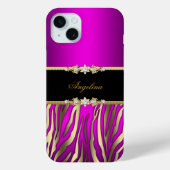 Rosa Magenta Zebra Black Gold Case-Mate iPhone Hülle (Rückseite)