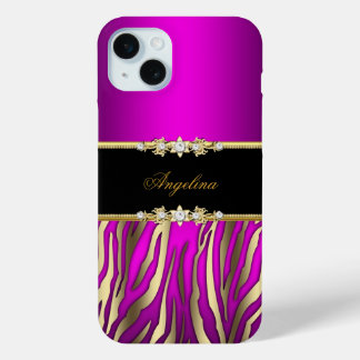 Rosa Magenta Zebra Black Gold Case-Mate iPhone Hülle
