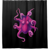 Rosa magentarote Krake Duschvorhang (Vorderseite)