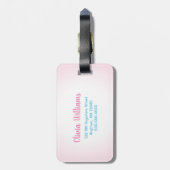 Rosa magischer RegenbogenUnicorn personalisiert Gepäckanhänger (Rückseite vertikal)