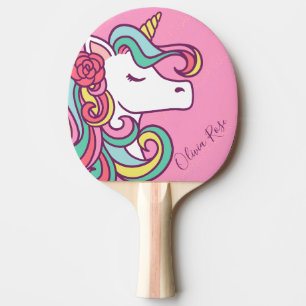 Rosa Magisches Einhorn Gold Glitzer Personalisiert Tischtennis Schläger