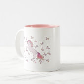 Rosa Magisches Einhorndesign Zweifarbige Tasse (Vorderseite Links)