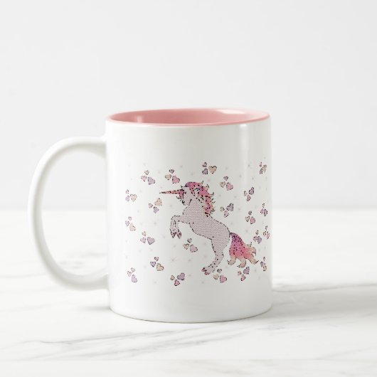 Rosa Magisches Einhorndesign Zweifarbige Tasse (Links)