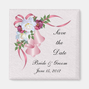 Rosa Magnet Hochzeits-Bell Save the Date